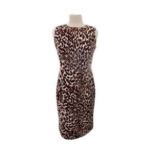 Calvin Klein Animal Print Sleeveless Dress Modest Neckline